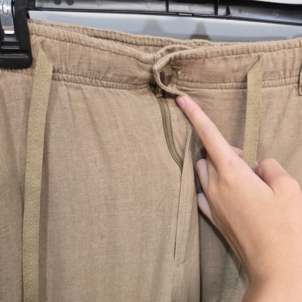 Club Room Luxury 100% Linen Pants Men XL Drawstring Elastic Waist Resort Coastal - Picture 3 of 8